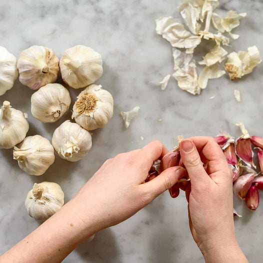 Peeling Garlic for Lacto-Fermented Garlic