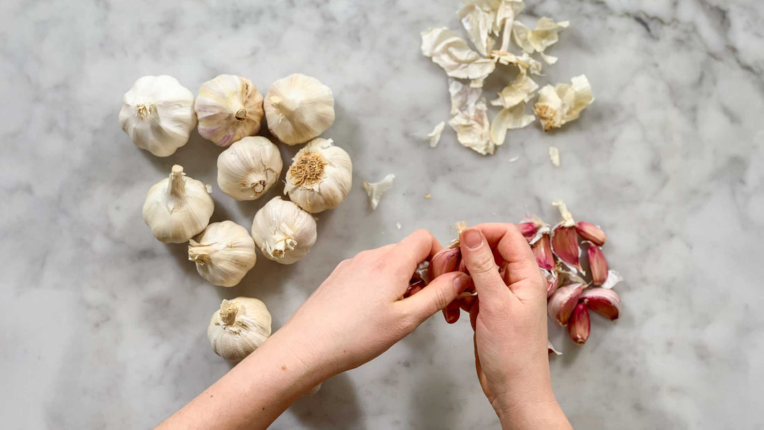 Peeling Garlic for Lacto-Fermented Garlic