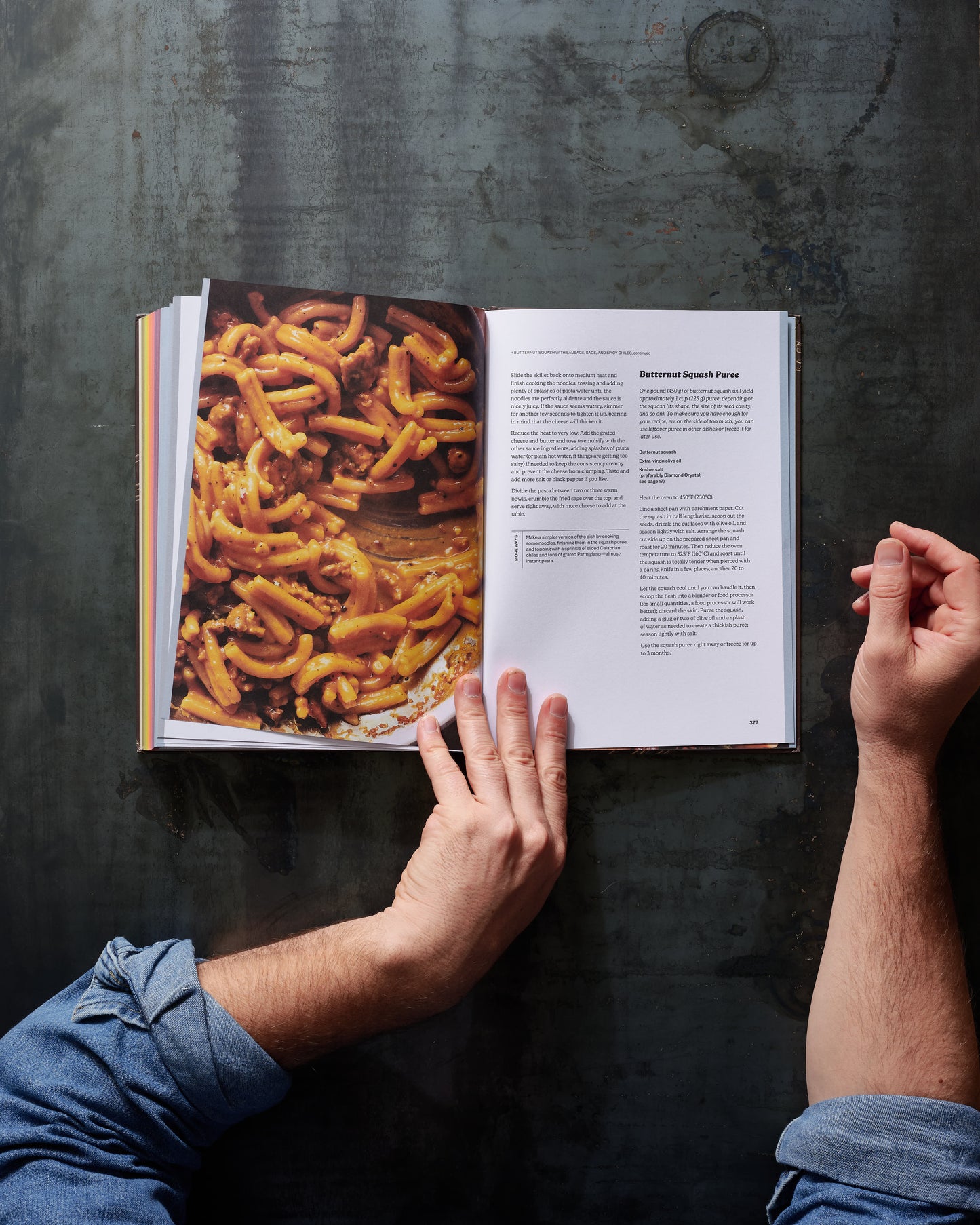 Six Seasons of Pasta book open to a recipe spread